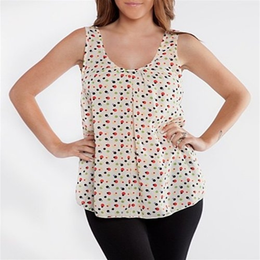 plus size polka dot beige open back tank top women
